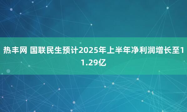 热丰网 国联民生预计2025年上半年净利润增长至11.29亿