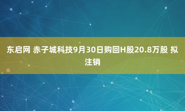 东启网 赤子城科技9月30日购回H股20.8万股 拟注销